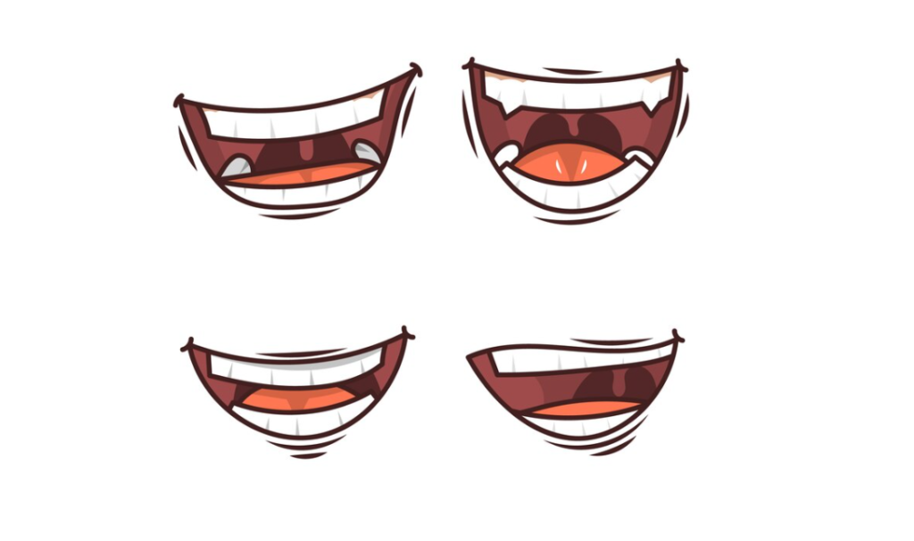 Four animated mouth expressions showing different smile intensities