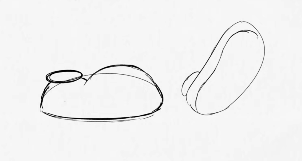 A simple line drawing of a shoe's side and top views on a white background